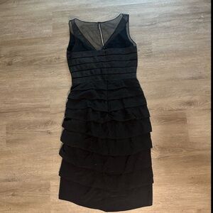 Chetta B Black Ruched Layered Sheath Dress Size S ❤️‍🔥